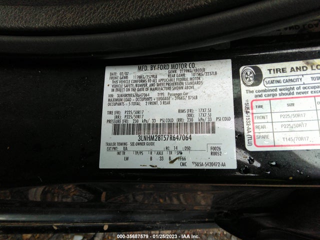 Lincoln MKZ 2007 3LNHM28T57R647064 Image 9