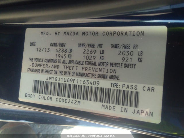 2015 Mazda 6, VIN: JM1GJ1U69F1163409