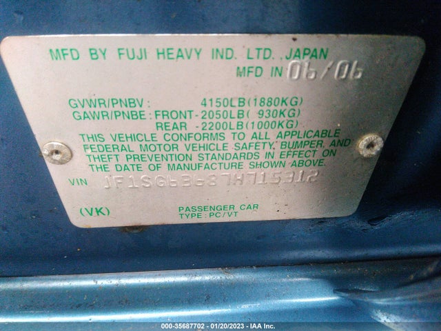 JF1SG63687H715312 Subaru FORESTER X