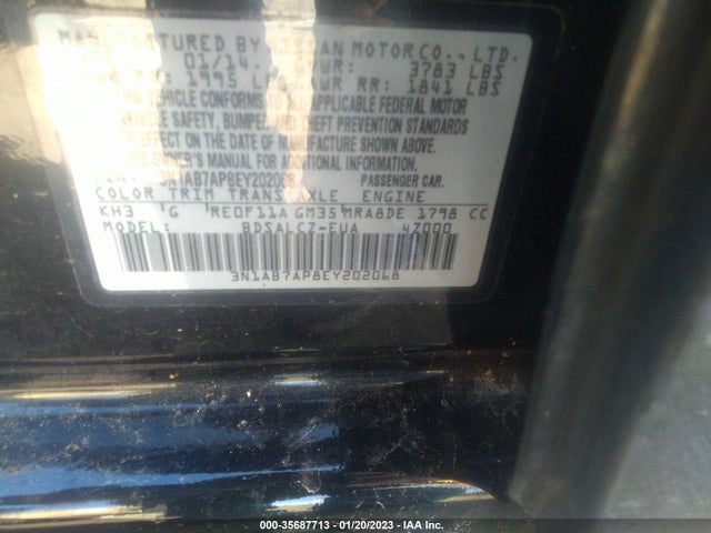 2014 NISSAN SENTRA S VIN: 3N1AB7AP8EY202068