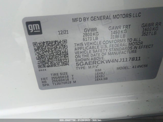 2022 Buick Enclave, VIN: 5GAERCKW4NJ117811