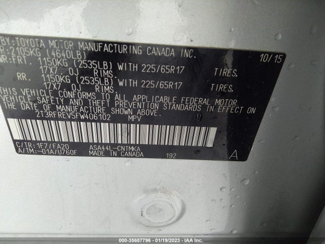 2015 Toyota RAV4, VIN: 2T3RFREV5FW406102