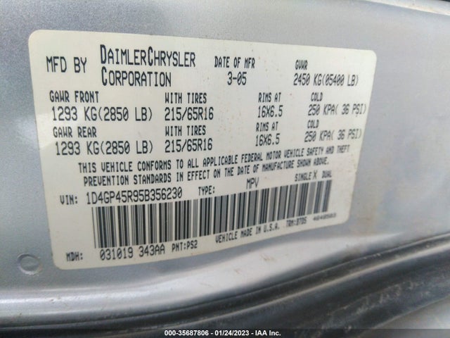 Dodge Caravan Sxt 2005 1D4GP45R95B356230 Image 10