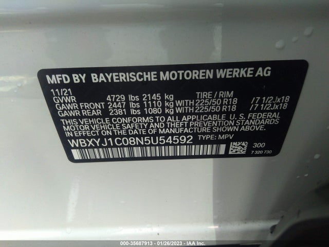 2022 BMW X2, VIN: WBXYJ1C08N5U54592