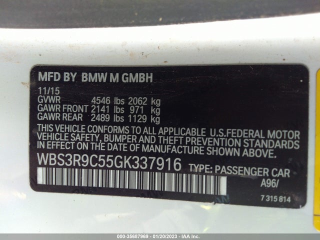 2016 BMW M4, VIN: WBS3R9C55GK337916