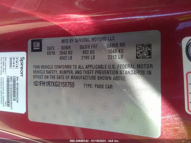 Chevrolet CAMARO 2SS 2016 1G1FH1R7XG0158759 Image 9