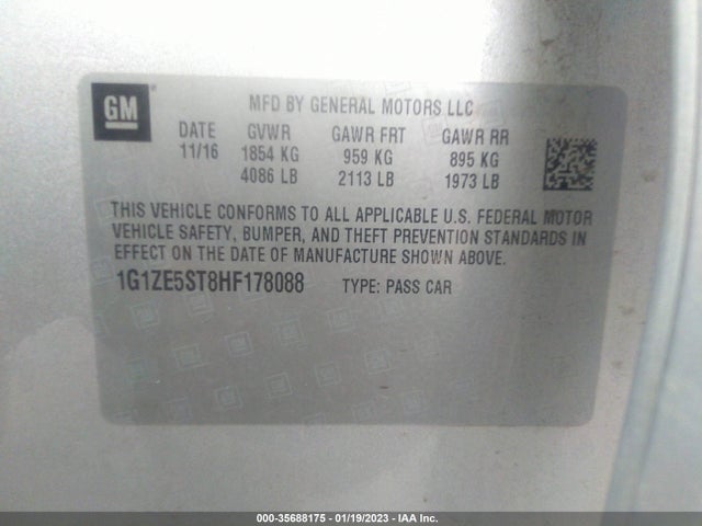 Chevrolet MALIBU LT 2017 1G1ZE5ST8HF178088 Image 9
