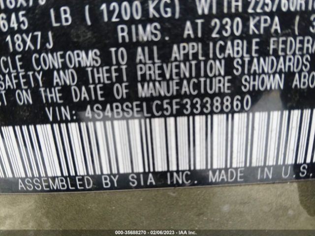 4S4BSELC5F3338860 Subaru Outback 3.6r Limited