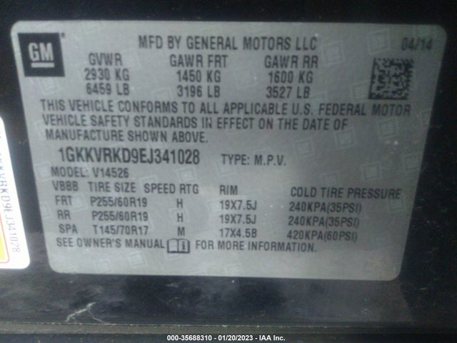 GMC ACADIA SLT 2014 1GKKVRKD9EJ341028 Image 9
