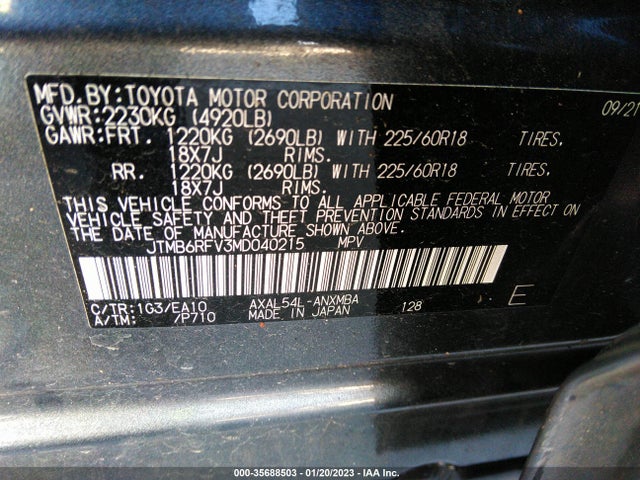 2021 Toyota RAV4, VIN: JTMB6RFV3MD040215