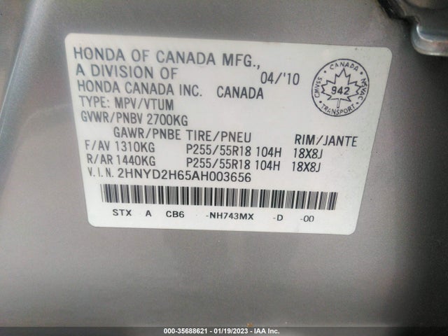 Acura Mdx Technology Pkg 2010 2HNYD2H65AH003656 Image 11