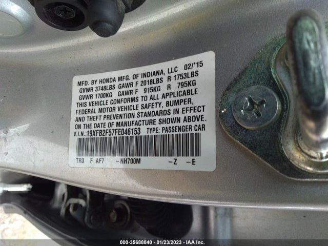 2015 HONDA CIVIC SEDAN LX VIN: 19XFB2F57FE046153