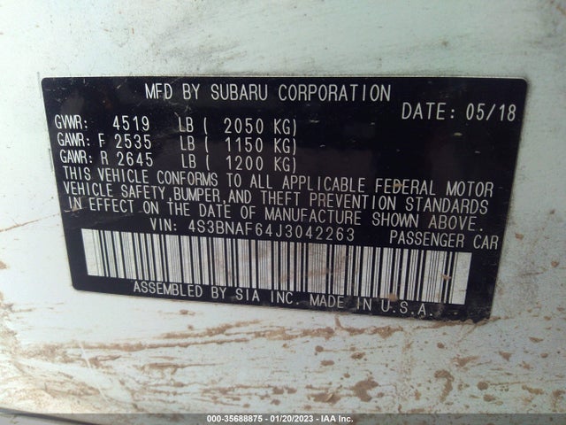 2018 Subaru Legacy, VIN: 4S3BNAF64J3042263