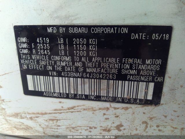 4S3BNAF64J3042263 Subaru Legacy Premium