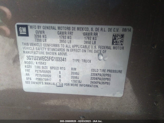 GMC Sierra 1500 Denali 2015 3GTU2WEC5FG103341 Image 9