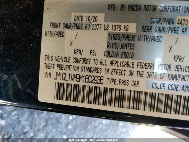 2021 Mazda 6, VIN: JM1GL1VM9M1602936