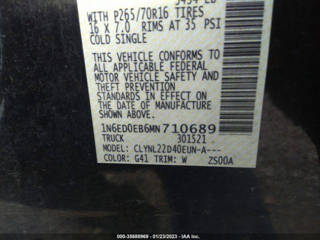 1N6ED0EB6MN710689 Nissan Frontier Sv