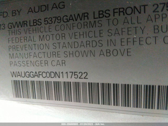 WAUGGAFC0DN117522 Audi A6 3.0t Premium Plus