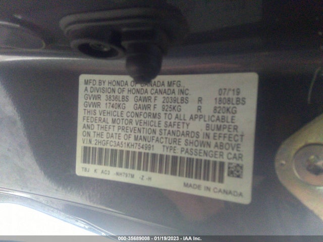 Honda CIVIC SI COUPE 2019 2HGFC3A51KH754991 Image 9