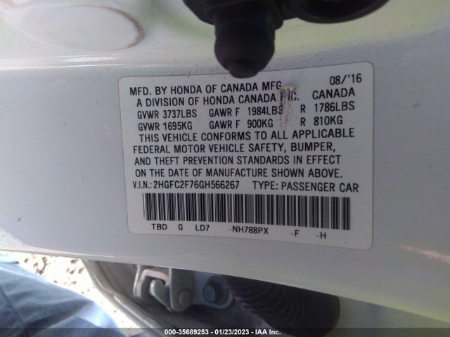 Honda Civic Sedan Ex 2016 2HGFC2F76GH566267 Image 10