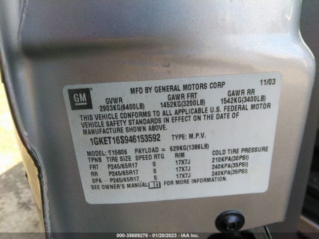 1GKET16S946153592 GMC Envoy Xl Sle