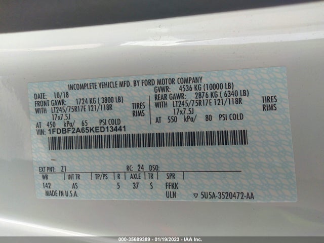 Ford 2019 2019 1FDBF2A65KED13441 Image 9