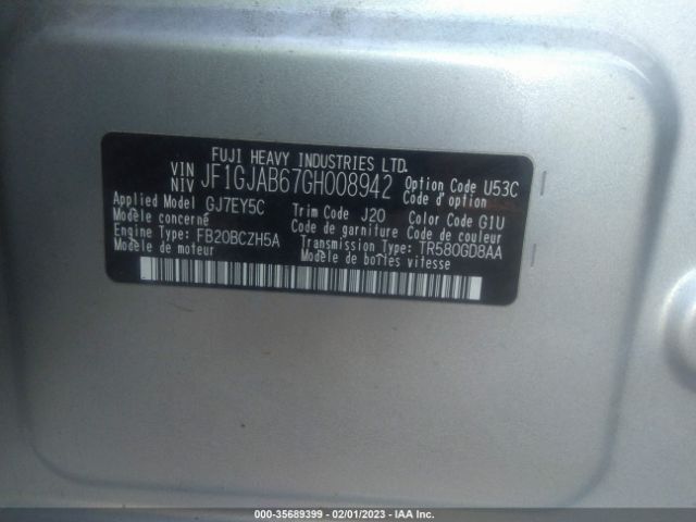 JF1GJAB67GH008942 Subaru Impreza Sedan Premium