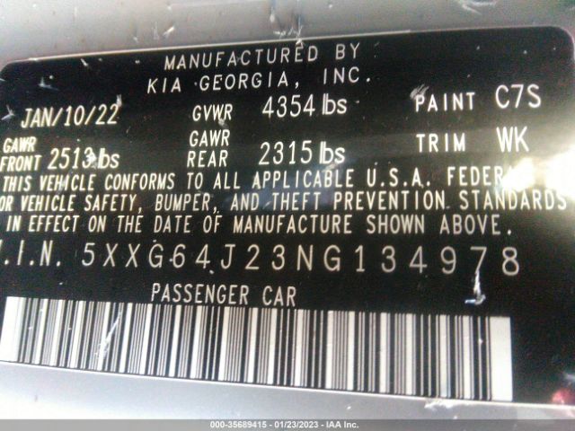 5XXG64J23NG134978 KIA K5 Gt-line