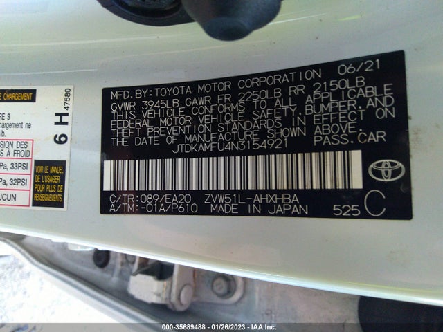 Toyota PRIUS XLE 2022 JTDKAMFU4N3154921 Image 10