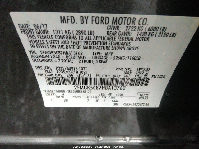 2017 Ford Flex, VIN: 2FMGK5C87HBA13762