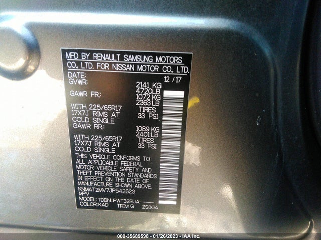 2018 Nissan Rogue, VIN: KNMAT2MV7JP542623