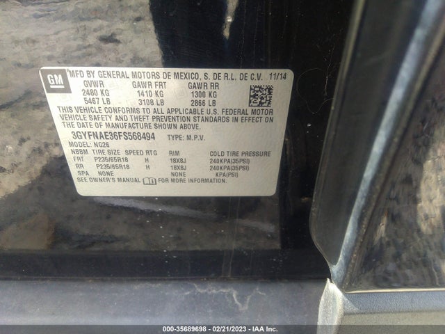 3GYFNAE36FS568494 Cadillac Srx Base
