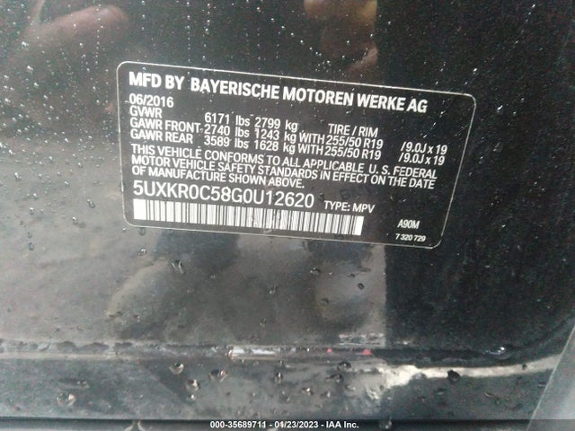2016 BMW X5, VIN: 5UXKR0C58G0U12620