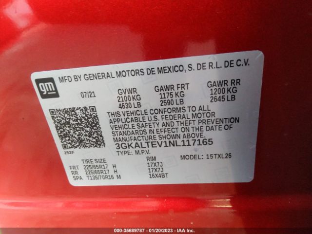 3GKALTEV1NL117165 GMC Terrain Sle