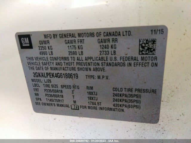 2016 GMC TERRAIN SLT VIN: 2GKALPEK4G6180619