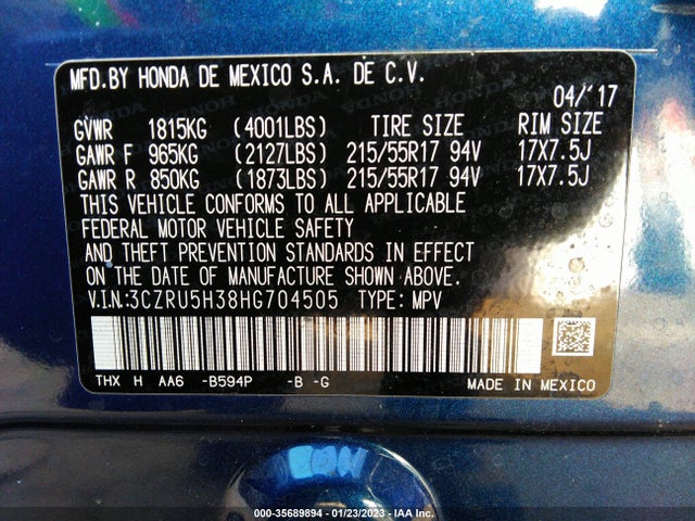 Honda HR-V LX 2017 3CZRU5H38HG704505 Image 10
