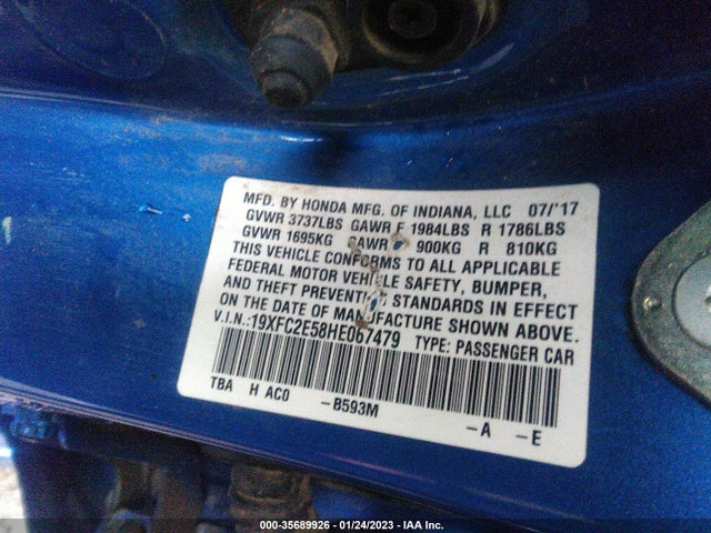 Honda Civic Sedan Lx 2017 19XFC2E58HE067479 Image 10