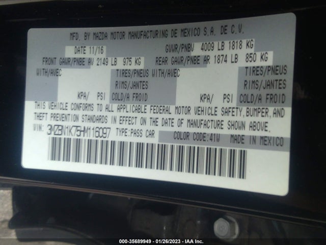 2017 Mazda 3, VIN: 3MZBN1K75HM116097