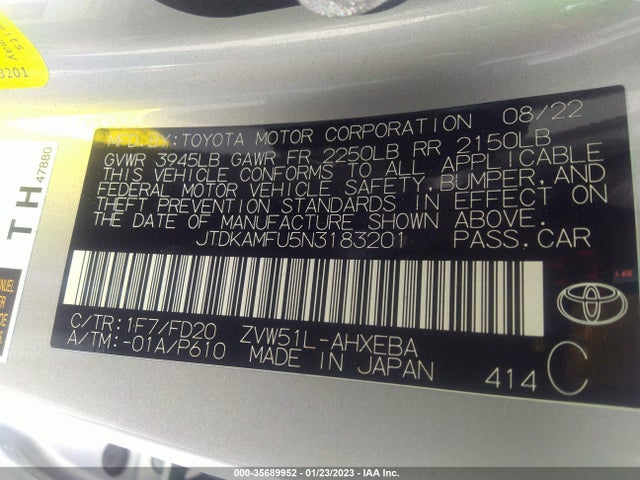 2022 Toyota Prius, VIN: JTDKAMFU5N3183201