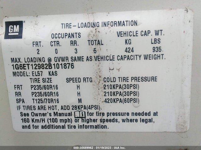 Cadillac Eldorado Touring Etc 2002 1G6ET12982B101876 Image 10