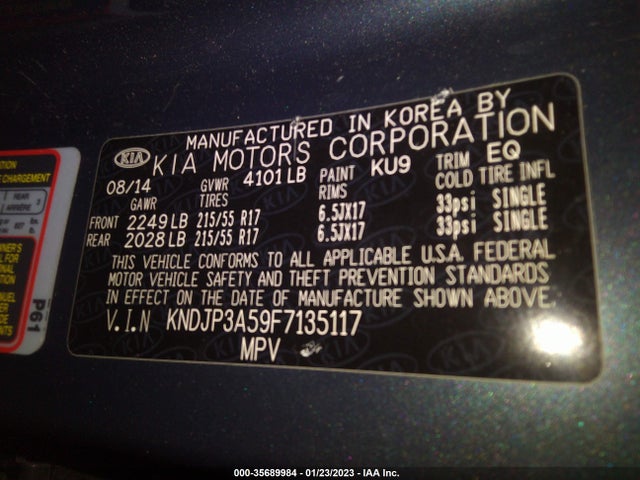 KIA SOUL + 2015 KNDJP3A59F7135117 Image 9