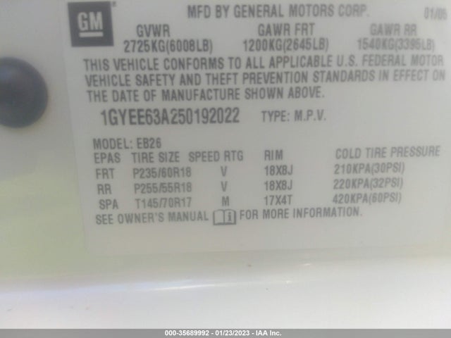 Cadillac SRX 2005 1GYEE63A250192022 Image 10