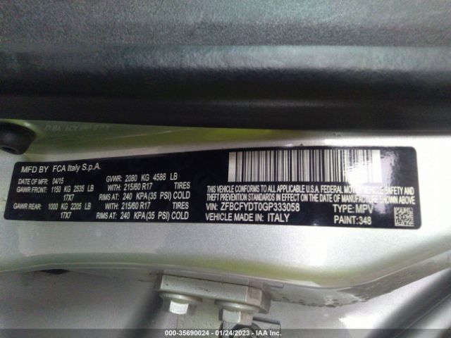 ZFBCFYDT0GP333058 Fiat 500x Lounge