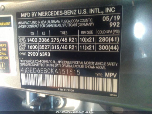 4JGED6EB0KA151615 Mercedes-Benz Gle Amg Gle 43