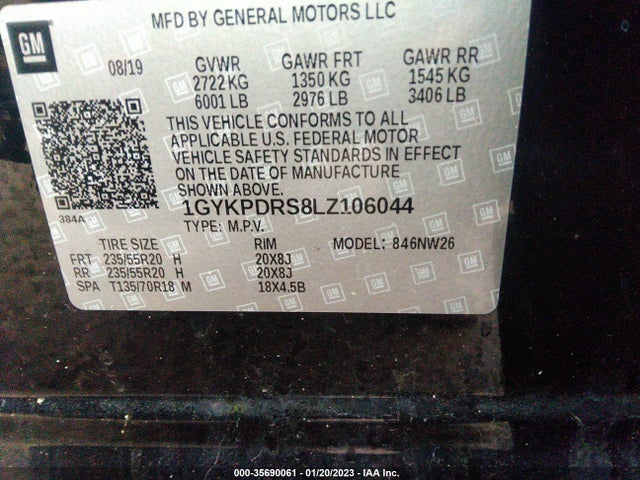 2020 Cadillac XT6, VIN: 1GYKPDRS8LZ106044