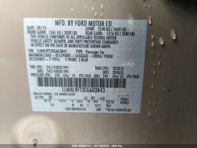 1LNHL9FT3EG603843 Lincoln Mks Ecoboost