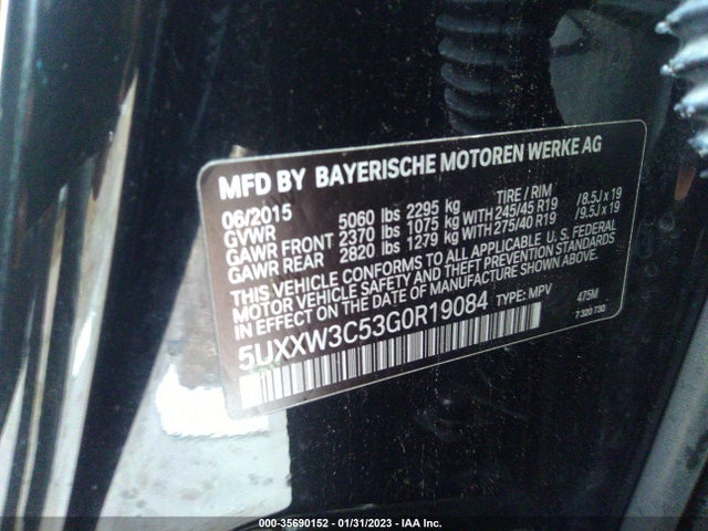 2016 BMW X4, VIN: 5UXXW3C53G0R19084
