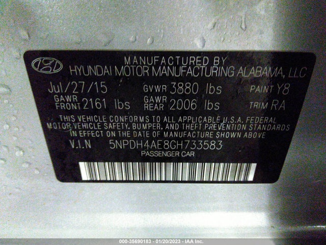 Hyundai ELANTRA SE 2016 5NPDH4AE8GH733583 Image 10