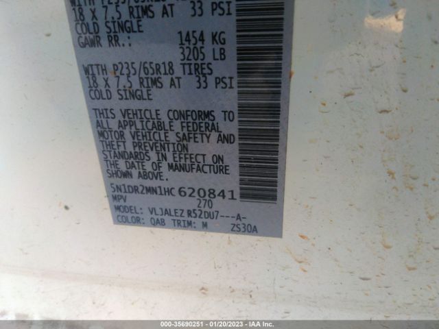 5N1DR2MN1HC620841 Nissan Pathfinder Sv