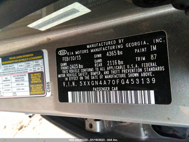 2015 Kia Optima, VIN: 5XXGN4A70FG453139